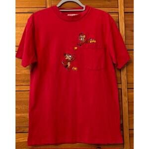 Vintage Disney Chip 'n Dale T-Shirt Red Character Graphics Brown Unisex